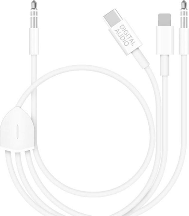 Apfelkiste Lightning / 3.5mm AUX / USB C auf 3.5mm AUX Musik Adapter Kabel Konverter - 120cm (3.5mm Klinke, Lightning, USB Typ C, 3.5mm Klinke)