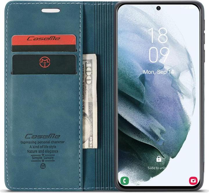 Produktbild König Design Hülle Handy Schutz für Samsung Galaxy S21 Plus Case Flip Cover Tasche Etuis Blau (Samsung Galaxy S21+)