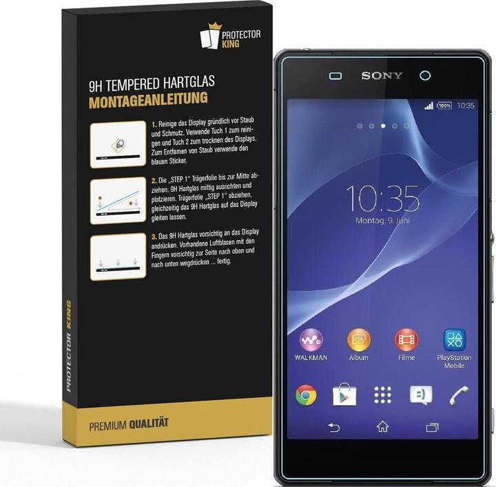 Actual product image Protectorking 1x real tempered 9H armoured glass 3D CLEAR (1 Piece, Sony Xperia Z2)
