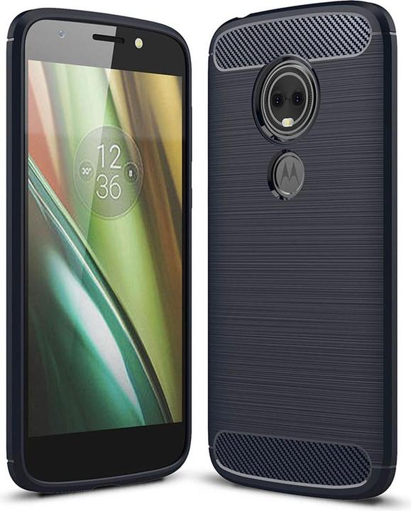 Produktbild König Design Hülle Handy Schutz für Motorola Moto E5 Play Case Cover Bumper Carbon Optik Blau (Motorola Moto E5 Play)