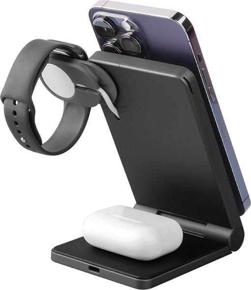 Actual product image Energea MagTrio składana ład. indukcyjna 3w1 15W Fast Charging szary/gunmetal MagSafe (15 W)