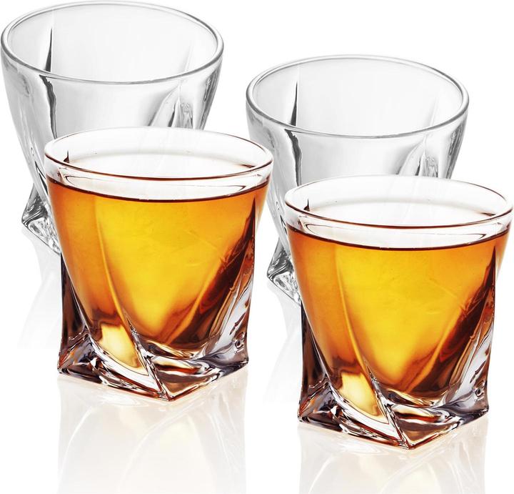 Intirilife 4x Whisky Glas 'TWISTED (4 x, Whiskygläser)