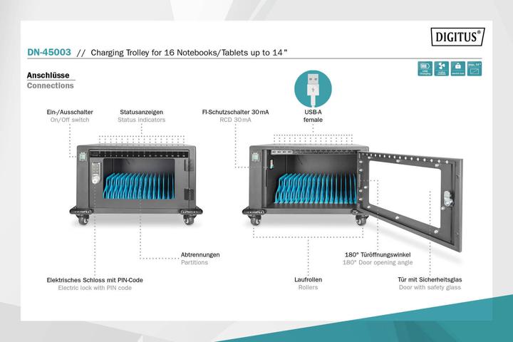 Actual product image Digitus Charging Trolley for Notebooks / Tablets up to 14 inch