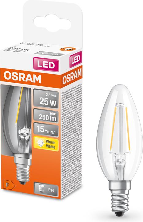 Actual product image Osram Star Classic B (E14, 2.50 W, 250 lm, 1 x, F)