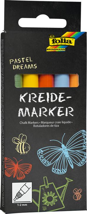 Image du produit Folia Marqueurs craie liquide (Multicolore, 2 mm, 5 x)