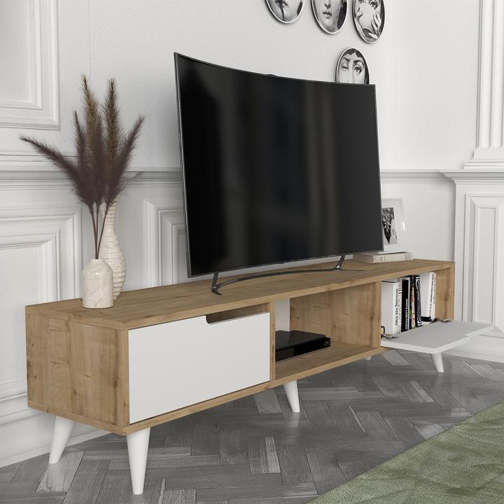 Immagine prodotto En.Casa Fernsehschrank Kullila 160x35x40 cm Eicheoptik/Weiss (160 x 35 x 40 cm)