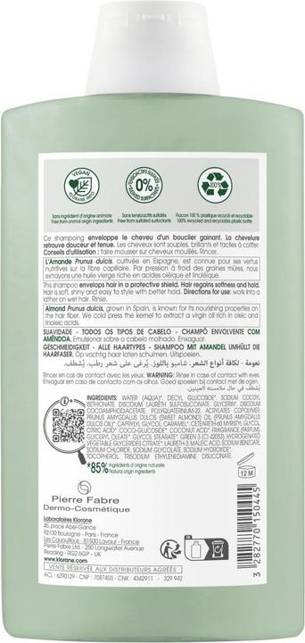 Image du produit Klorane Shampoing douceur au lait d'Amande (400 ml, Shampoing liquide)