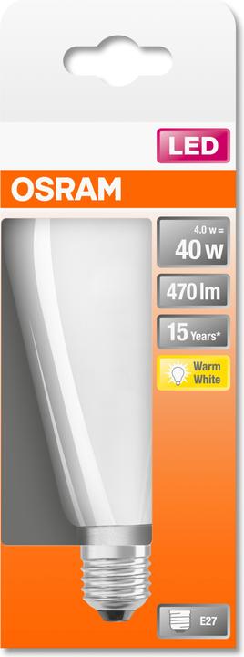 Productafbeelding Osram LEDISON40 4W/827 230VGLFR E27 10X1 (E27, 4 W, 470 lm, 6 x, E)