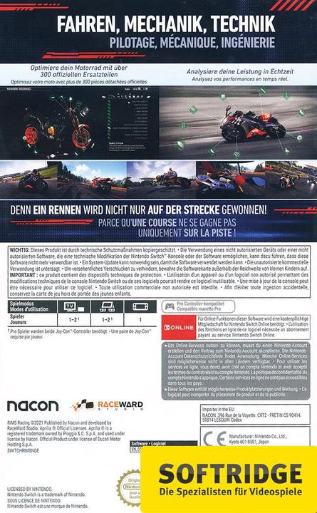 Produktbild Nacon Gaming RiMS Racing (Switch, Switch Lite, Switch OLED, DE, FR)