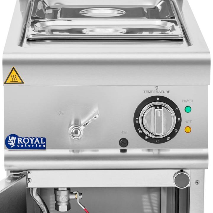 Actual product image Royal Catering Bain-Marie - 3000 W - GN 1/2 - GN 1/3 - tap - base cabinet (40 x 73 cm) -