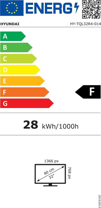 Label énergétique Hyundai HY-TQL32R4-014 (32", LED, HD ready)