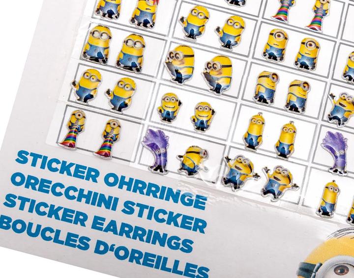 Actual product image Minions 24 Sticker Earrings On Backer Card