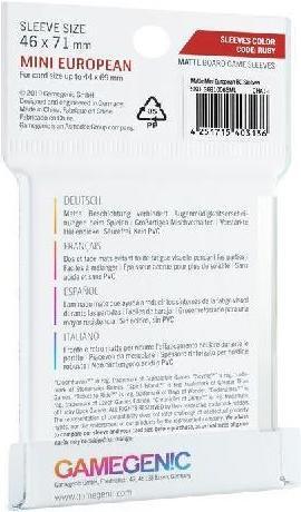 Image du produit Gamegenic GGS10065 - MATTE Mini Pochettes pour jeux de société de taille européenne 46 x 71 mm - Transparet