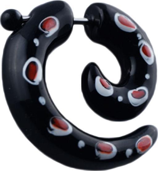 Star Piercing Fake Spirale schwarz mit roten Punkten (Chirurgenstahl 316L, ohne Messing)