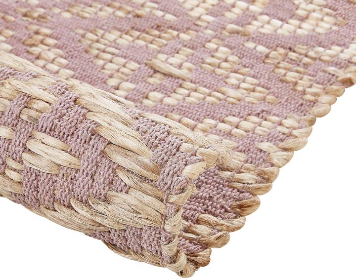 Actual product image Beliani Carpet Cotton Beige/Pink 160 x 230 cm GERZE (160 x 230 cm)