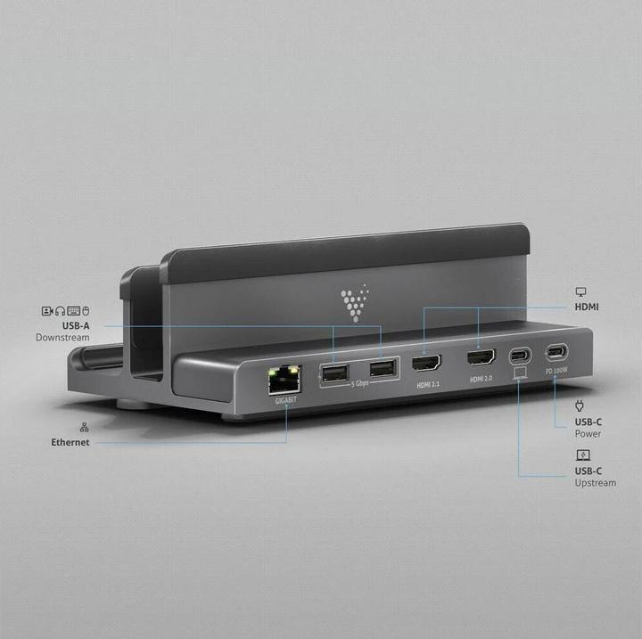 Actual product image Purelink Vuelogic - Docking station - DS100 - Multifunctional USB-C docking station with laptop stand - (USB-C, 7 Ports)