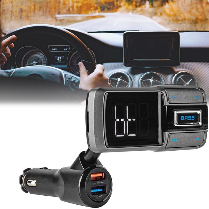 Produktbild Nedis Kfz Audio FM Transmitter Schwanenhals freisprechend 2.0 " LED Bildschirm Bluetooth® QC 3.0 /