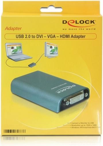 Immagine prodotto Delock Adattatore USB2.0: HDMI/DVI/VGA (DVI, VGA, HDMI, 8.90 cm)