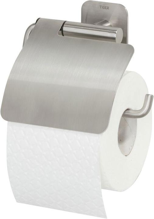 Tiger Toiletpapierhouder Colar met deksel roestvrij staal geborsteld
