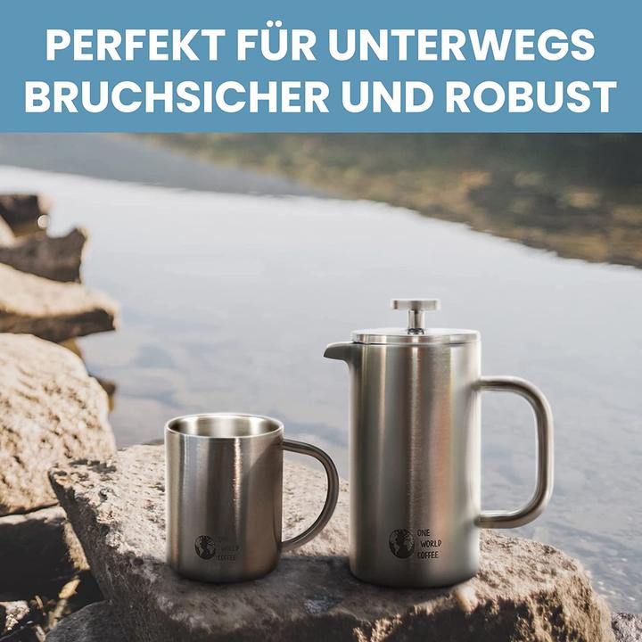 Produktbild French Press und Becher aus Edelstahl