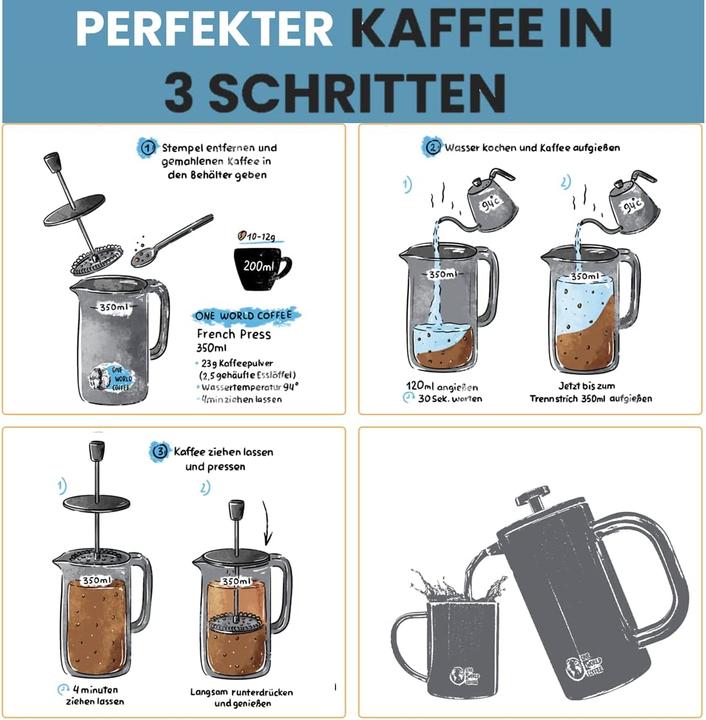 Produktbild French Press und Becher aus Edelstahl