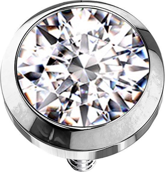 Star Piercing Dermal Anchor silber mit Kristall silber (Titan G23, ohne Messing)
