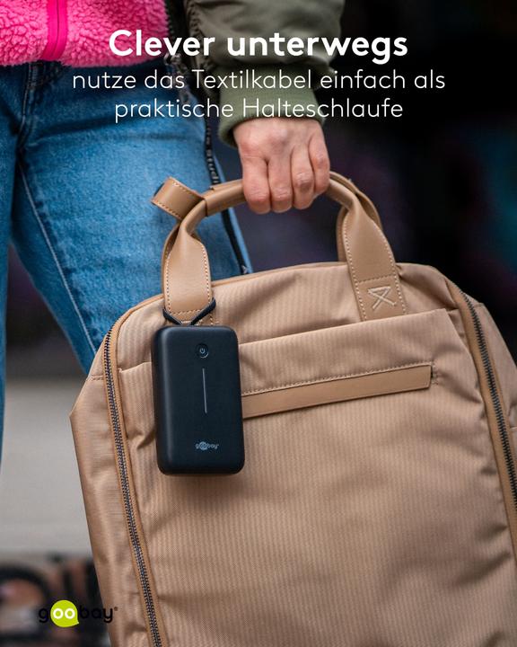 Image du produit Goobay Powerbank 20.000 mAh mit integriertem USB-C-Kabel (20000 mAh, 30 W)