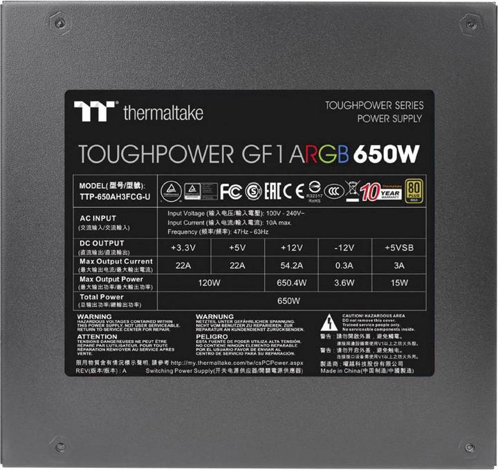 Image du produit Thermaltake Toughpower GF1 ARGB (650 W)