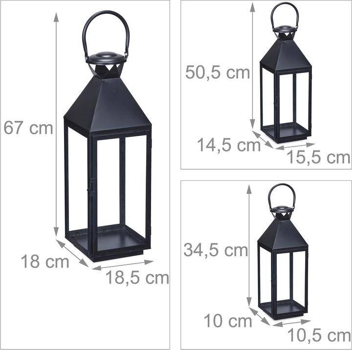 Actual product image Relaxdays 3x lantern (18 x 18.5 x 67 cm, 1 x)