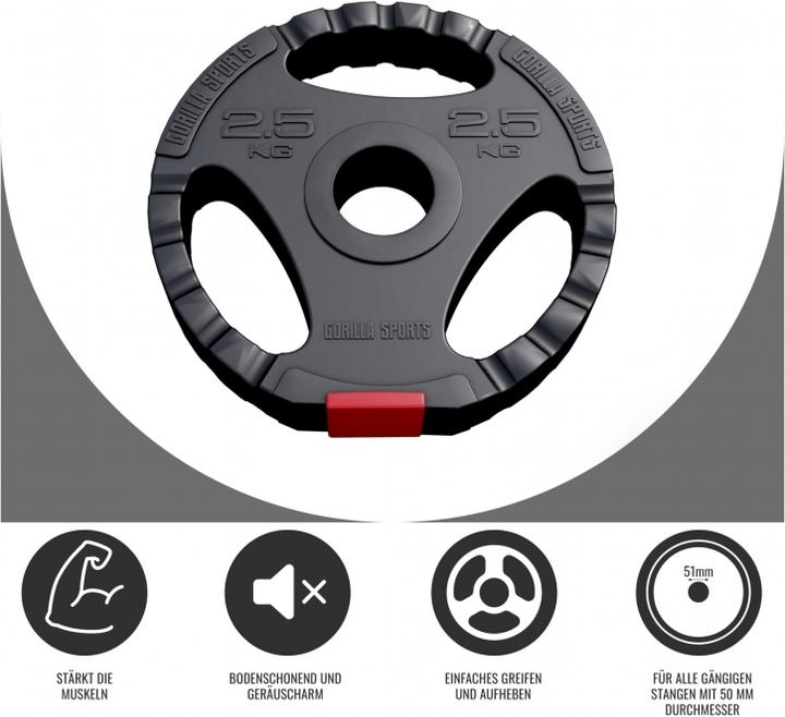 Produktbild Gorilla Sports Hantelscheibe Olympia 50/51mm (1 x 2.5 kg)