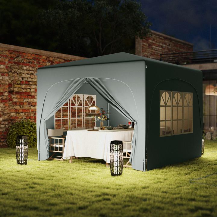 Produktbild Outsunny Pavillon Metall, Polyester Hellgrau (300 cm, 300 cm)
