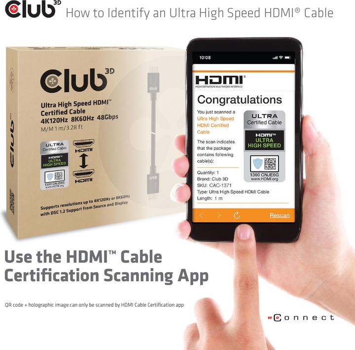 Produktbild Club 3D HDMI (Typ A) — HDMI (Typ A) (1 m, HDMI)