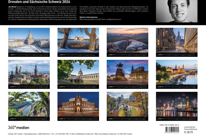 Produktbild Dresden und Sächsische Schweiz Premiumkalender 2026 (50 x 35 cm, Harter Einband, Deutsch)