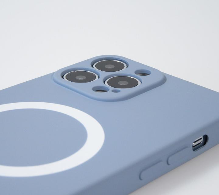 Produktbild PhoneLook Hülle Soft-Shell silikon cover mit MagSafe und Kameraschutz grau (Apple iPhone 15 Pro)
