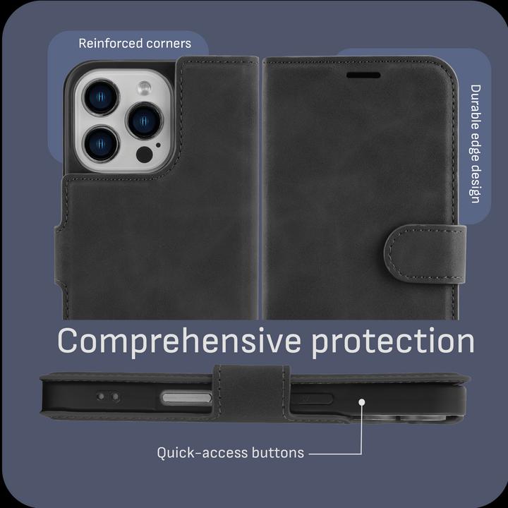 Actual product image Cazy Premium wallet case, magnetic wallet case, card slots, stand (Apple iPhone 16 Pro Max)