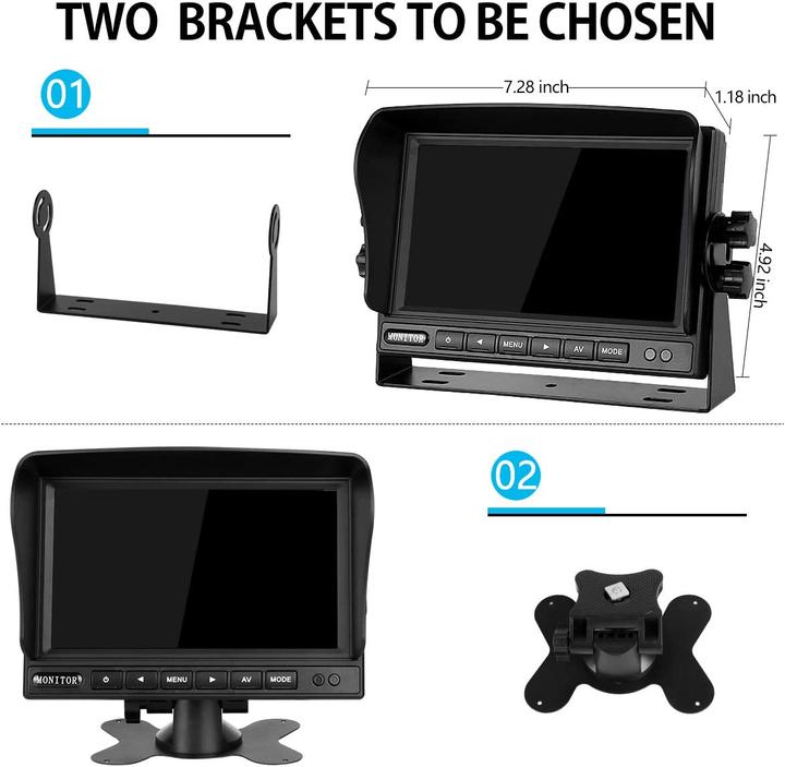 Produktbild Yeddy Dual-Rückfahrkamera-Set mit 7" TFT LCD Monitor