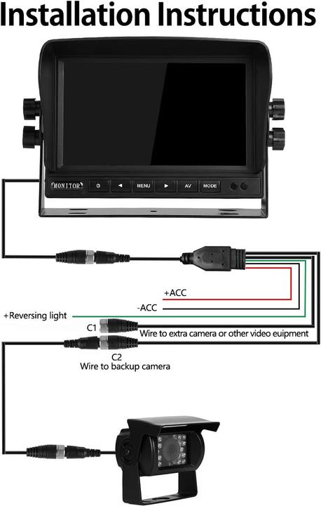 Produktbild Yeddy Dual-Rückfahrkamera-Set mit 7" TFT LCD Monitor