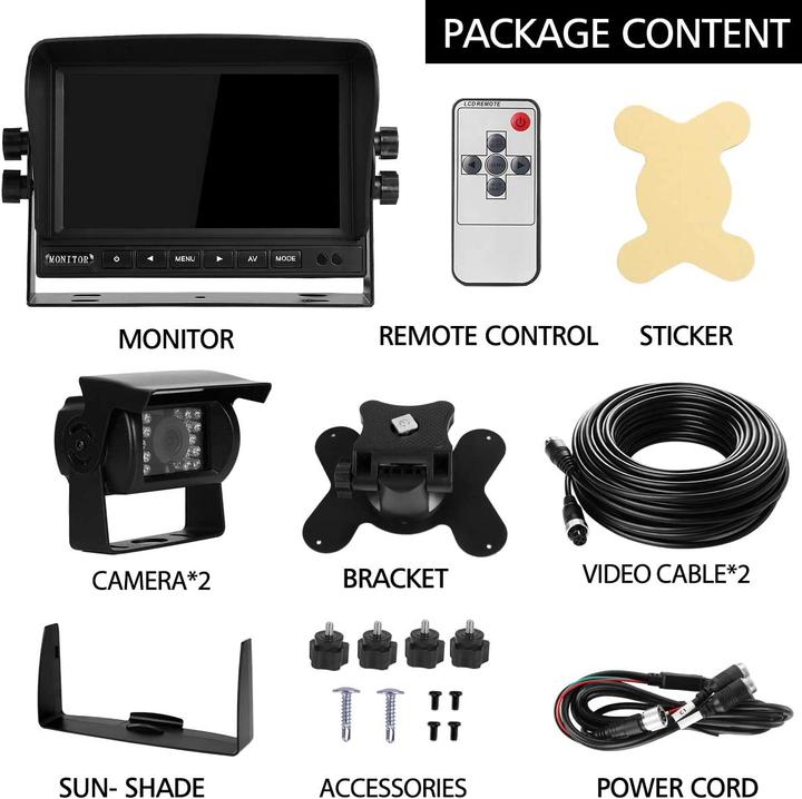 Produktbild Yeddy Dual-Rückfahrkamera-Set mit 7" TFT LCD Monitor