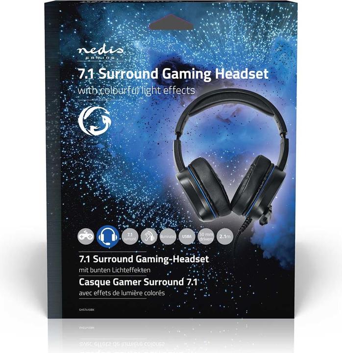 Actual product image Nedis Gaming Headset | Over Ear | Surround | USB Type-A | Foldable Microphone | 2.10 m | LED (Cable)