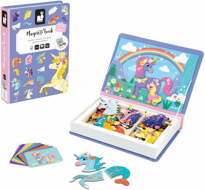 Actual product image Janod Magnetic book unicorn (German, French, Italian, English)