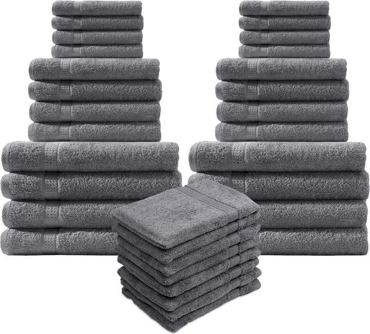 Casativo 32-piece towel set made of 100% cotton, anthracite
