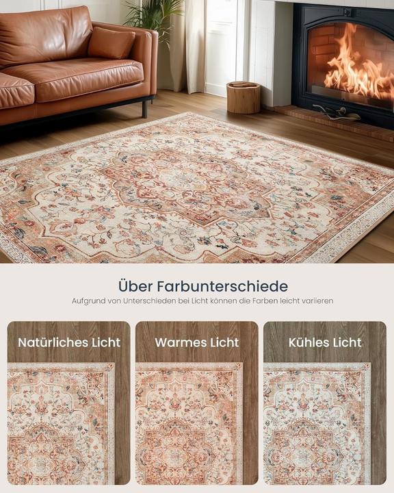 Produktbild Songmics Wohnzimmerteppich Rutschfest Vintage Beige 120 x 170 cm (120 x 170 cm)
