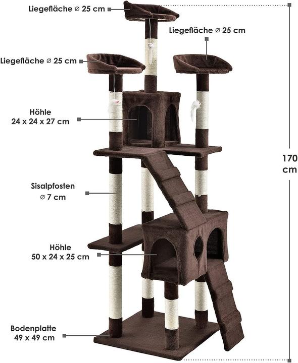 Produktbild Juskys XXL Kratzbaum Amy braun (170 cm, Braun)