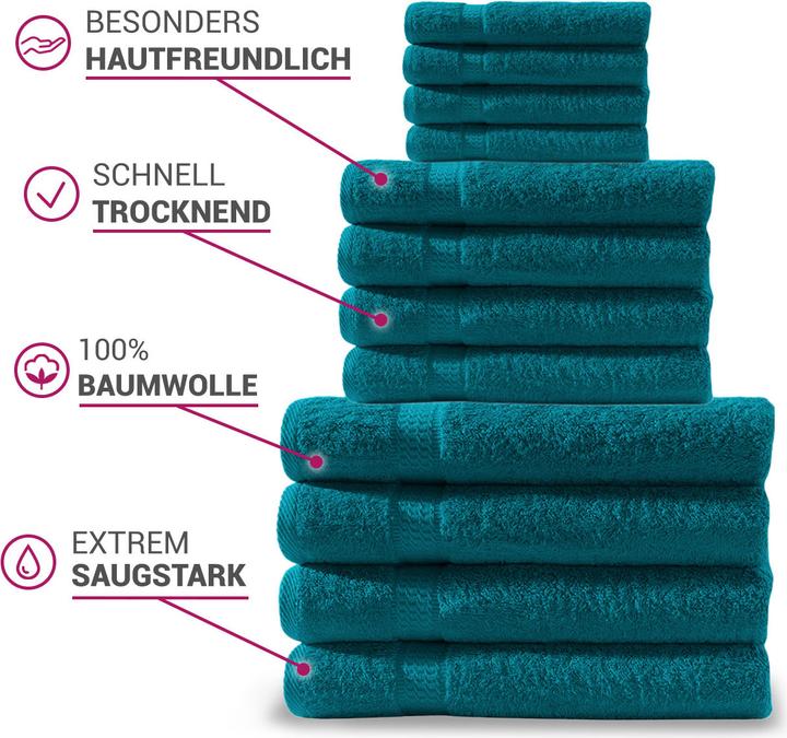 Image du produit Casativo Set de serviettes 24 pièces, 8 serviettes invitées, 8 serviettes de bain et 8 serviettes de toilette (100 x 50 cm, 50 x 30 cm, 150 x 100 cm)