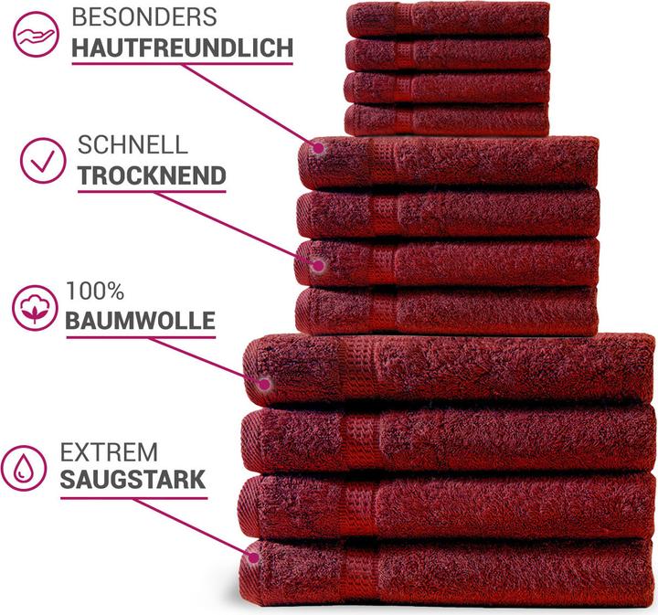 Produktbild Casativo Handtuchset 12-teilig, je 4 Gäste-, Hand- und Duschtücher (50 x 30 cm, 70 x 140 cm)