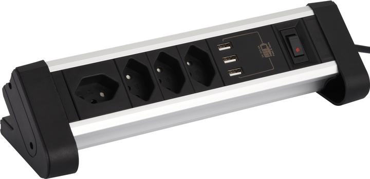 Schönenberger Tisch-Steckdosenleiste (7 x, Typ 13, USB-A, 2 m)