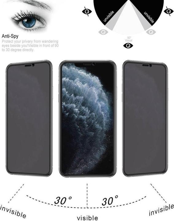 Produktbild Protectorking 1x Echtes Tempered 9H Panzerhartglas Blickschutz (1 Stück, Apple iPhone X)