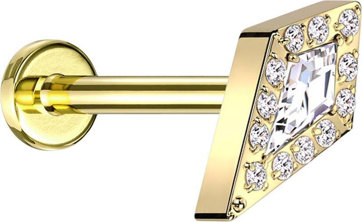 Actual product image Star Piercing Micro Labret Innengewinde vergoldet Diamant vergoldet grosser Kristall silber (Titanium G23, without brass)