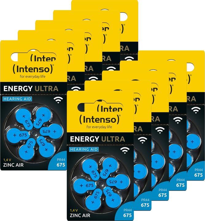 Intenso 60er Pack Hörgeräte Batterien | Zink-Luft A675 (60 Stk., PR44, 540 mAh)