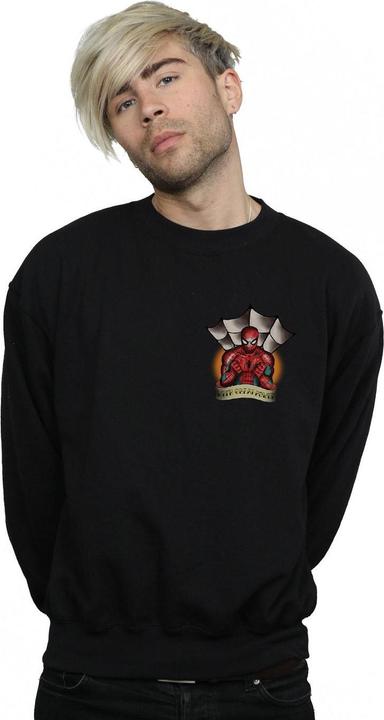 Actual product image Mens Spider-Man Tattoo Breast Print Sweatshirt (L)